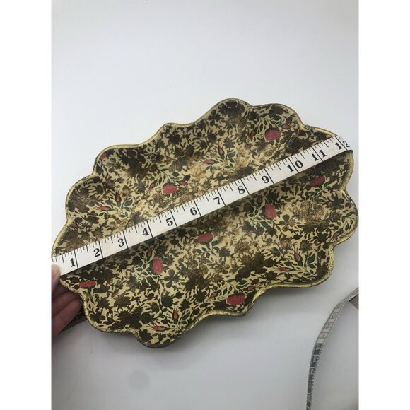 Vintage Highmount 12” X 8” Chintz Tray Gold Scalloped Roses Made In Japan - Picture 5 of 7